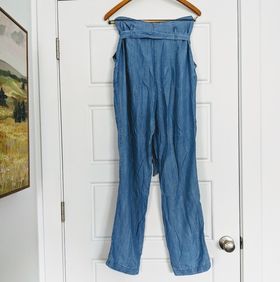 Paper Bag Chambray Wide Leg Pants - Picture 2 of 8